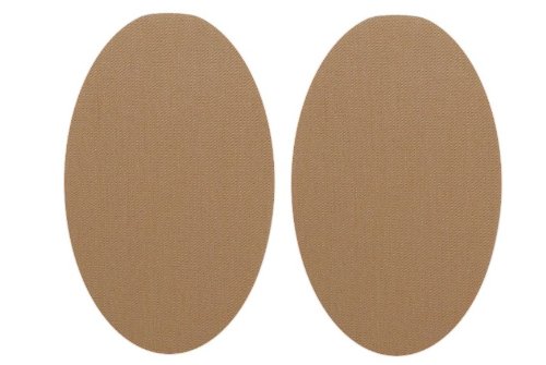 2 tlg. Set: ovaler Flicken - beige 9,5 cm * 15,5 cm Bügelbild Aufnäher Applikation Flicken uni braun von Belldessa