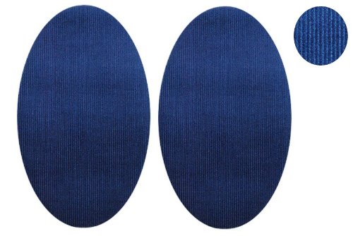 2 tlg. Set: ovaler Flicken - blau Cord 9,5 cm * 16 cm Bügelbild Aufnäher Applikation Cordflicken von Belldessa