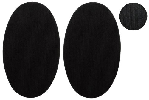 2 tlg. Set: ovaler Flicken - schwarz Cord 9,5 cm * 16 cm Bügelbild Aufnäher Applikation Cordflicken von Belldessa