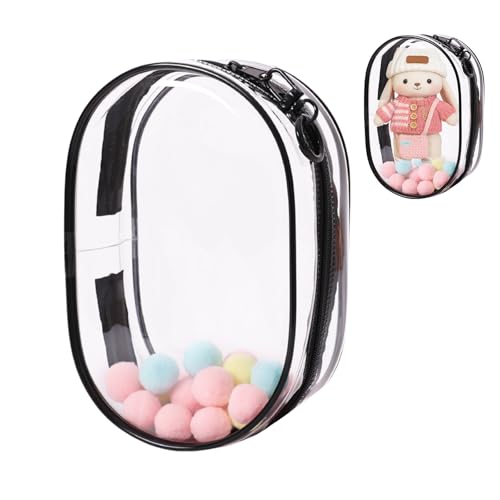 BelleFlair Mini Puppenrucksack Case für Vinyl Plush Toy & 15/17cm Puppen mit Kleidung, Pompons & Clip, transparente Reißverschlusstasche - Niedliche PVC Case Zubehör für 15/17cm Blindbox Keychain BelleFlair Mini Puppenrucksack Case für Vinyl Plush Toy & 15/17cm Puppen mit Kleidung, Pompons & Clip, transparente Reißverschlusstasche - Niedliche PVC Case Zubehör für 15/17cm Blindbox Keychain von BelleFlair