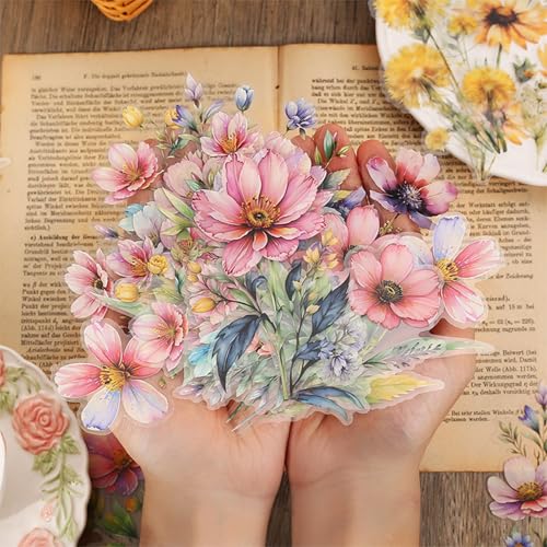 60-teiliges Aquarell-Blumen-Aufkleber-Set – wasserfest, transparent, botanische Blumen-Aufkleber für Tagebuch, Scrapbook, Tagebuch, Collage, Laptop, Papierbasteln 60-teiliges Aquarell-Blumen-Aufkleber-Set – wasserfest, transparent, botanische Blumen-Aufkleber für Tagebuch, Scrapbook, Tagebuch, Collage, Laptop, Papierbasteln von BelleVive