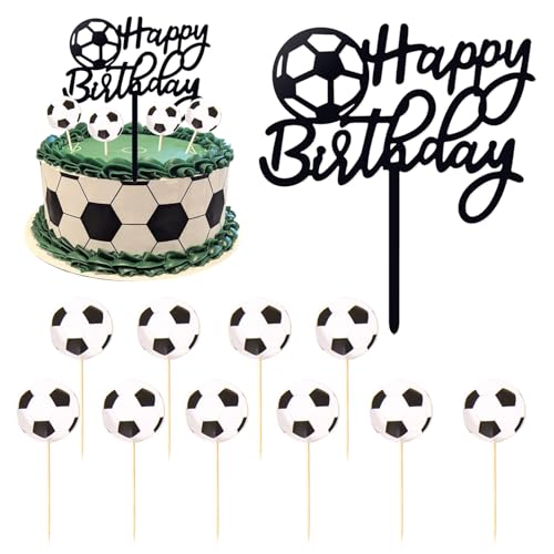 BelleVive 11-teiliger Fußball-Kuchenaufsatz, Happy Birthday Fußball, schwarz-weiße Party-Dekoration, Kuchenaufsätze für Jungen, Fußball-Geburtstagsdekorationen, Fußball-Kuchendekorationen BelleVive 11-teiliger Fußball-Kuchenaufsatz, Happy Birthday Fußball, schwarz-weiße Party-Dekoration, Kuchenaufsätze für Jungen, Fußball-Geburtstagsdekorationen, Fußball-Kuchendekorationen von BelleVive