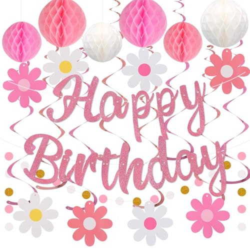 BelleVive 16-teilige Geburtstagsdekorationen, kein Selbermachen, voraufgehängtes „Happy Birthday“-Banner mit Wabenbällen, hängenden Wirbeln, Kreis-Punkte-Girlande, Partydekorationen BelleVive 16-teilige Geburtstagsdekorationen, kein Selbermachen, voraufgehängtes „Happy Birthday“-Banner mit Wabenbällen, hängenden Wirbeln, Kreis-Punkte-Girlande, Partydekorationen von BelleVive