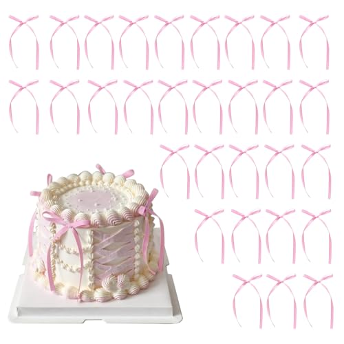 BelleVive 30 Stück Kuchendekorationen mit Schleife, Kuchendekorationen mit Schleife, für Babyparty, Kuchendekorationen für Geburtstag, Hochzeit, Party, Hochzeitstag, Partyzubehör, Rosa BelleVive 30 Stück Kuchendekorationen mit Schleife, Kuchendekorationen mit Schleife, für Babyparty, Kuchendekorationen für Geburtstag, Hochzeit, Party, Hochzeitstag, Partyzubehör, Rosa von BelleVive