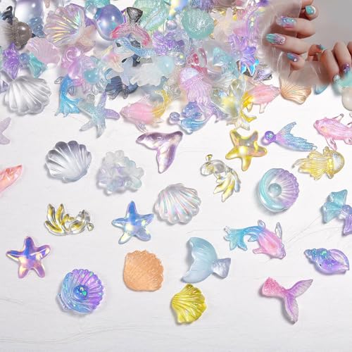 BelleVive 50 Stück Nagel-Charms der Ozean-Serie, 3D-Harz, Nagelkunstzubehör für Acrylnägel, Muscheln, Seesterne, Nagel-Edelsteine und Charms für Frauen, Sommer, Nagelkunst-Dekoration BelleVive 50 Stück Nagel-Charms der Ozean-Serie, 3D-Harz, Nagelkunstzubehör für Acrylnägel, Muscheln, Seesterne, Nagel-Edelsteine und Charms für Frauen, Sommer, Nagelkunst-Dekoration von BelleVive