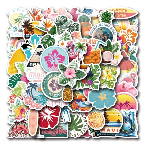 BelleVive 55 Stück tropische Aufkleber, Strandinsel-Aufkleber, Vinyl-Aufkleber, Laptop-Wasserflaschen-Aufkleber, Geschenk- und Party-Aufkleber für Planer, Skateboard, Aufkleber für Kinder BelleVive 55 Stück tropische Aufkleber, Strandinsel-Aufkleber, Vinyl-Aufkleber, Laptop-Wasserflaschen-Aufkleber, Geschenk- und Party-Aufkleber für Planer, Skateboard, Aufkleber für Kinder von BelleVive
