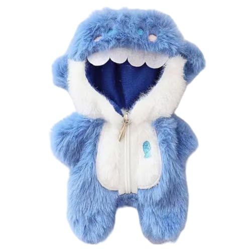 BelleVive Kleidung für Puppe (Keine Puppe), Handgefertigter gehäkelter Blauhai-Bodysuit für 15 cm 17 cm große Puppen, Premium-Outfit mit Accessoires, stylische Kleidung für Labubu-Puppen von BelleVive