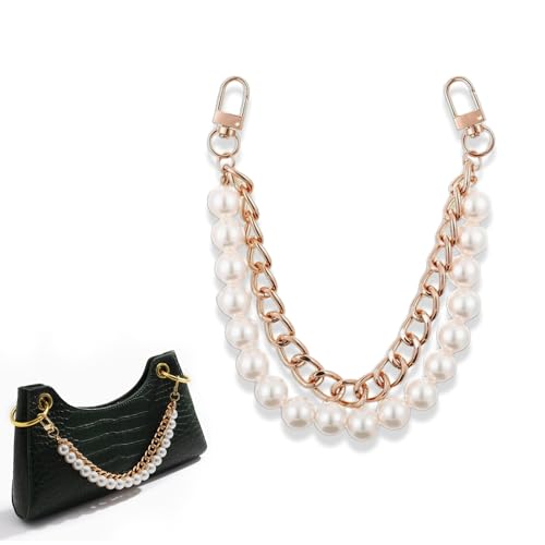 BelleVive Taschenkette Geldbörsenkette Riemen Gold Verlängerungskette DIY Handtaschengurt Verlängerungskette Zubehör Dekoration Metallperlen Kette für Clutch Abendtasche Umhängetasche von BelleVive