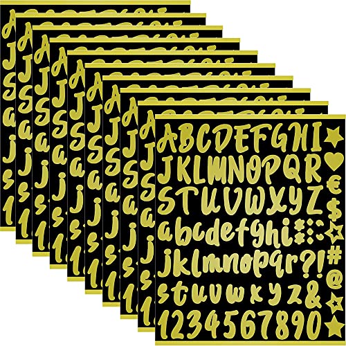 10 Blätter Selbstklebende Buchstaben Nummern Buchstaben Aufkleber Aufkleber Hausnummer Selbstklebende Vinyl Alphabet Nummern Aufkleber für Schilder Tür DIY Scrapbooking Adressnummer (Gold) von Belugsin