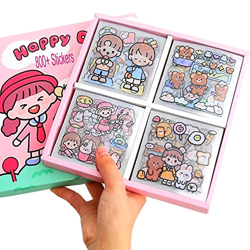 100 Stück Kawaii Sticker Cute Aufkleber Cartoon Stickers Niedliche Aufkleber Kawaii Scrapbook Zubehör Niedliches Mädchen Aufkleber PET Transparent Aufkleber für DIY Bullet Journal Zubehör von Belugsin