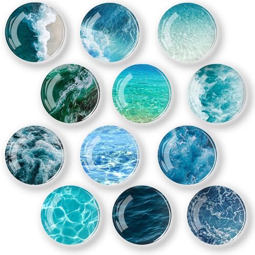 12 Stück Kühlschrank Magnete Kühlschrankmagnete Dekorative für Kühlschrank Magnete Kinder Glascabochons Glasmagnete für Whiteboards Kühlschränke Fotos (Runde/30 mm)-Ozean von Belugsin