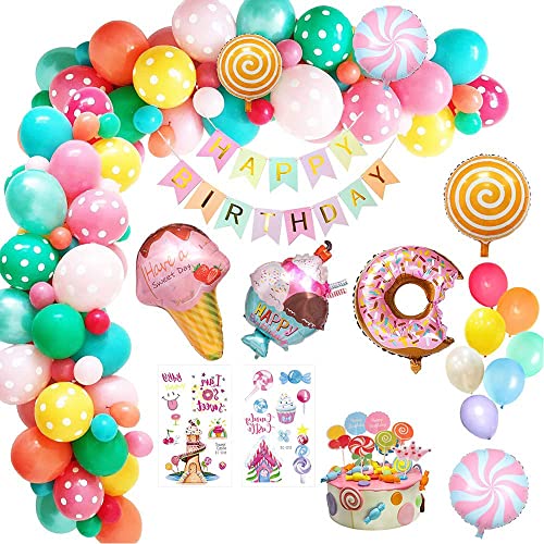 60 Stück Geburtstag Deko Ballon Girlande Set Pastellfarbene Luftballons Donut-Party-Dekorationen für Party Deko Luftballons Geburtstag Mehrweg von Belugsin