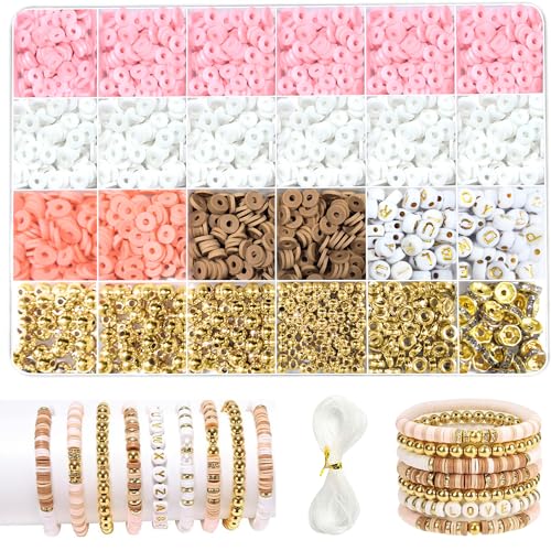 Belugsin 2390 Stück Perlen für Armbänder Heishi Perlen Set Clay Perlen zum Auffädeln Freundschaftsarmband Selber Machen Umweltfreundlich und Handgefertigt für Schmuckherstellung DIY Erwachsene Kinder Belugsin 2390 Stück Perlen für Armbänder Heishi Perlen Set Clay Perlen zum Auffädeln Freundschaftsarmband Selber Machen Umweltfreundlich und Handgefertigt für Schmuckherstellung DIY Erwachsene Kinder von Belugsin
