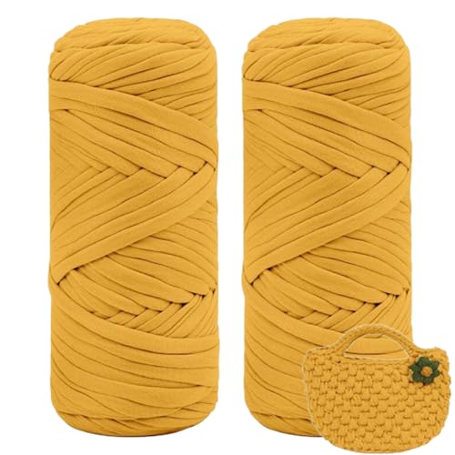 Belvanr 2 Stück 400g/120m T Shirt Garn Zum Häkeln,T-Shirt Garn Zum Häkeln,Chenille Wolle,für Häkeltaschen/Körbe/Teppiche, Heimdekoration, DIY-Kunsthandwerk von Belvanr