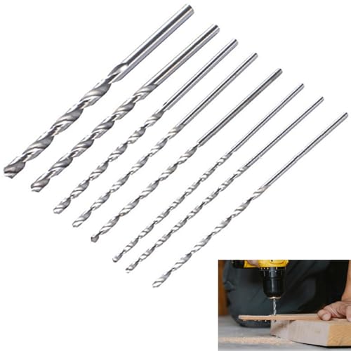 Belvanr 8 Stück Lang Holzbohrer,Extra Lange Bohrer,Extra Lange Bohrkronen, Gesamtlänge:200mm,Durchmesser:4-10mm,für Metall Power Tools,Bohren von Holz,Aluminium und Kunststoff (Silber) von Belvanr