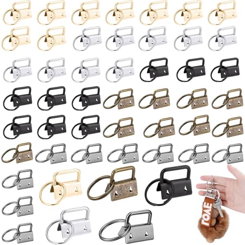 Belvanr 50 Stück 25mm Klemmschließeanhänger mit Schlüsselring,Schlüsselband Rohlinge,Schlüsselanhänger Hardware,Armband Hardware mit Schlüsselring,für DIY Handarbeit Lanyard Stoff von Belvanr