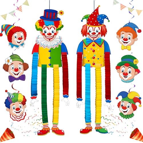 2 große und 6 kleine Clown-Deko-Sets, perfekte Dekoration für Karneval, Fasching, Zirkuspartys, Kindergeburtstage und Schulfeiern. Einfach zu verwenden, Indoor und Outdoor geeignet. von Belviorante