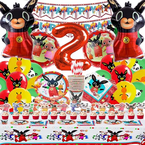 101 Stück Bing Kindergeburtstag Deko 2, Geburtstag Deko Partyzubehör Set, Bing Luftballon, Kinder Papiergeschirr, Thema Geburtstagsfeier Dekorationen Partygeschirr Banner Pappteller Teller Servietten 101 Stück Bing Kindergeburtstag Deko 2, Geburtstag Deko Partyzubehör Set, Bing Luftballon, Kinder Papiergeschirr, Thema Geburtstagsfeier Dekorationen Partygeschirr Banner Pappteller Teller Servietten von Bemoseng