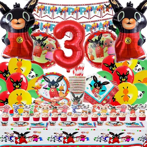 101 Stück Bing Kindergeburtstag Deko 3, Bing Luftballon, Geburtstag Deko Partyzubehör Set, Kinder Papiergeschirr, Thema Geburtstagsfeier Dekorationen Partygeschirr Pappteller Teller Banner Servietten 101 Stück Bing Kindergeburtstag Deko 3, Bing Luftballon, Geburtstag Deko Partyzubehör Set, Kinder Papiergeschirr, Thema Geburtstagsfeier Dekorationen Partygeschirr Pappteller Teller Banner Servietten von Bemoseng