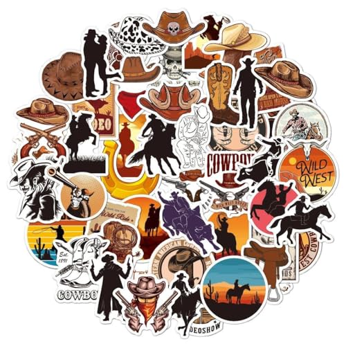 100 Stück Klassische Kunst-aufkleber Im Western-cowboy-stil, Vinyl, Wasserfest, Aufkleber Für Laptop, Skateboard, Gepäck, Telefon von Bemvp