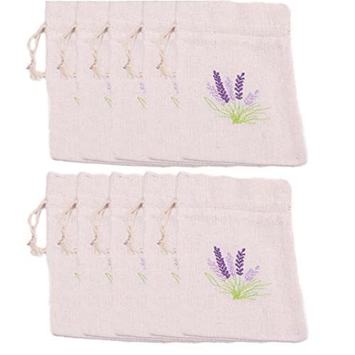 10pcs/lot Lavender Embroidered Drawstring Bags 10x14cm Multifunctional Cotton Canvas Jute Bag for Gifts Jewelry von Bemvp