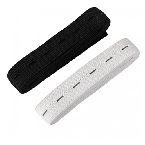 Bemvp Knopfloch-elastische Band 2pcs Weiße Und Schwarze Einstellbare Hose-knopf-streckmittel 2 cm X 1,5 M Zum Nähen Von Strickbändern von Bemvp