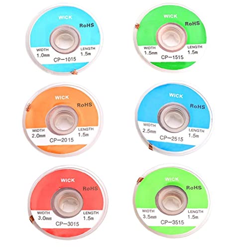 Lot-dochtes No-clean-entlöt-wicks-braid-lötentferner Sauger-tool Zur Entlötungsarbeit (1/1,5/2 / 2,5/3 / 3,5 Mm) 6pcs von Bemvp