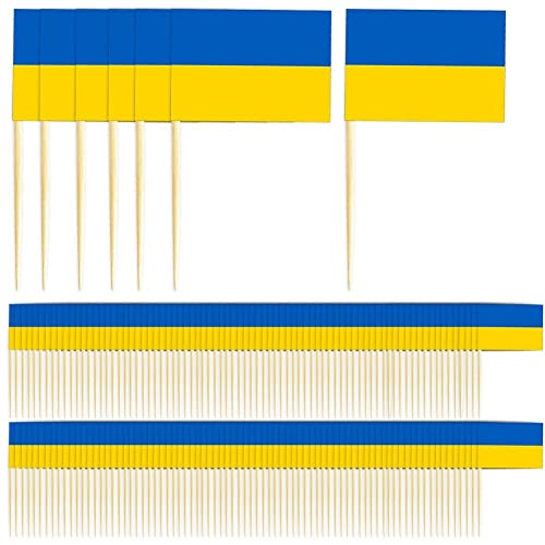 Bemvp Mini Ukraine Zahnstocher Flag 100pcs Cupcake Topper Kleine Papierflaggen Lebensmittelfruchtfest Zum Kennzeichnungsgeburtstag Vorspeisen Zubehör von Bemvp