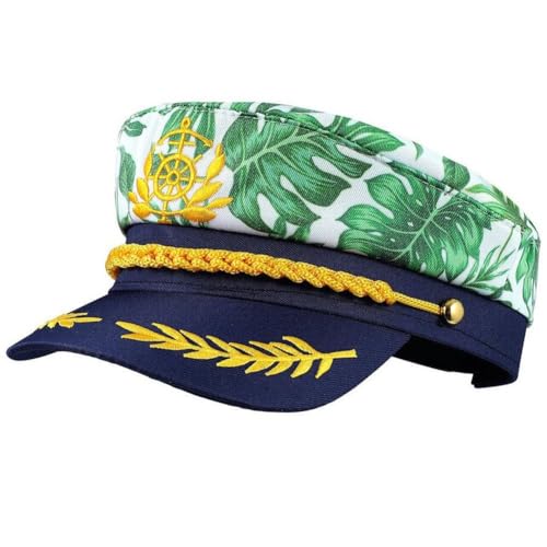 Bemvp Verstellbarer, Bedruckter, Bestickter Marine-Hut, Boots-Matrosen-Hut, Kapitän-kostüm-Hut, Marine-Marine-Kappe, Party, Nachtclub, Kopfbedeckung, Cosplay-Hut von Bemvp