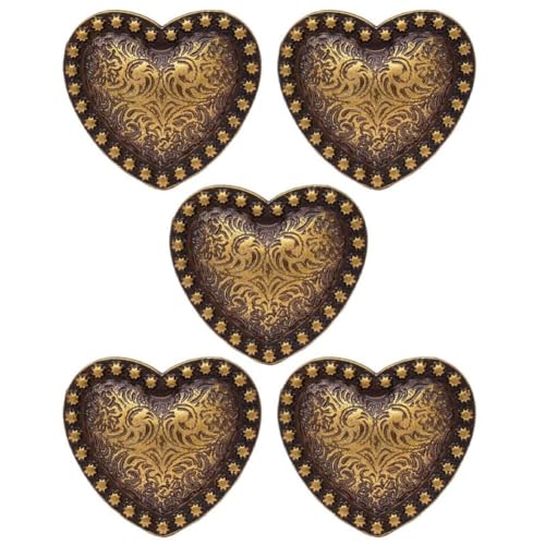 Bemvp Vintage Western Style Herzförmige Schnalle, 5 Stück Schraubschnalle, Schraubknöpfe Stoffschnalle Metallschnallen Für DIY-Kleidung, von Bemvp