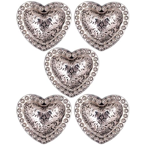 Bemvp Vintage Western Style Herzförmige Schnalle, 5 Stück Schraubschnalle, Schraubknöpfe Stoffschnalle Metallschnallen Für DIY-Kleidung, von Bemvp