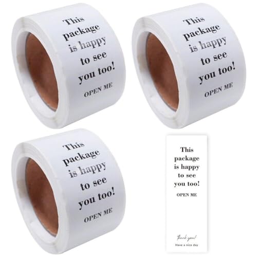 Bemvp Dieses Paket „Happy to See You Too“-Aufkleber, 300 Stück/3 Rollen, Rechteckige Verschlusslaschen, Kleine Geschenkbox-verpackungsaufkleber Bemvp Dieses Paket „Happy to See You Too“-Aufkleber, 300 Stück/3 Rollen, Rechteckige Verschlusslaschen, Kleine Geschenkbox-verpackungsaufkleber von Bemvp