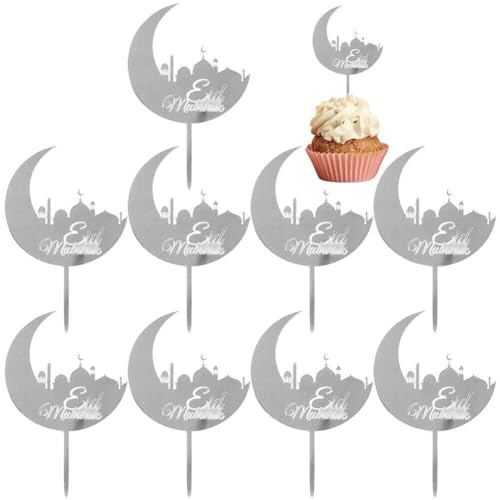 Eid Mubarak Cupcake-topper, 10 Stück, Eid-acryl-cupcake-topper, Ramadan-kuchendekorationen, Kareem-partyzubehör Für Muffin-kuchen von Bemvp