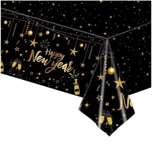 Bemvp Frohes Neues Jahr Tischdecken Tischdecke Kunststoff Einweg Schwarz Gold Tischdecken Neujahrsbanner Für Frohes Neues Jahr Dekorationen, Silvester 2022 Dekoration, 137 * 274 cm Bemvp Frohes Neues Jahr Tischdecken Tischdecke Kunststoff Einweg Schwarz Gold Tischdecken Neujahrsbanner Für Frohes Neues Jahr Dekorationen, Silvester 2022 Dekoration, 137 * 274 cm von Bemvp