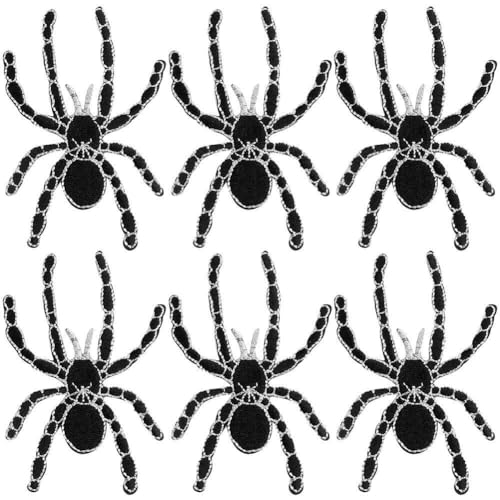 Spinnen-gestickter Aufnäher, 6 Stück, Tiermotiv, Zum Aufbügeln Oder Aufnähen, Dekorativer Reparaturflicken Für Kleidung, Rucksäcke, Mützen von Bemvp