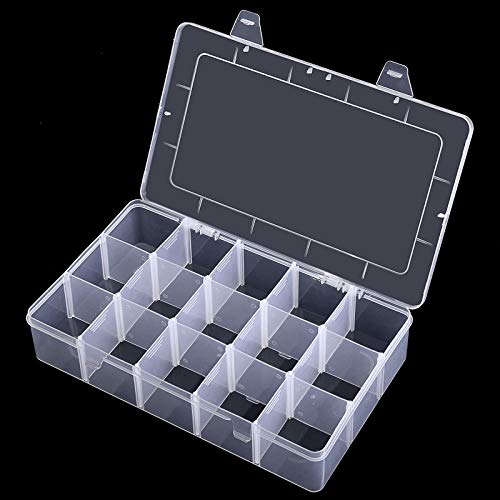 Benbilry Kunststoff-Schmuckschatulle, Organizer, Behälter, Aufbewahrungsbox, Fach Organizer mit verstellbaren Trennwänden, 15 Gitter für Perlen, Schmuck, Ohrringe, Werkzeug, Angelhaken, kleines Benbilry Kunststoff-Schmuckschatulle, Organizer, Behälter, Aufbewahrungsbox, Fach Organizer mit verstellbaren Trennwänden, 15 Gitter für Perlen, Schmuck, Ohrringe, Werkzeug, Angelhaken, kleines von Benbilry
