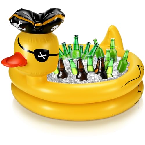 Bencailor Aufblasbarer Kühler, aufblasbarer Getränkehalter, aufblasbare Eistruhe, wiederverwendbare Enten-Party-Dekoration für Sommer, Urlaub, Geburtstag, Dekoration, Zubehör, 80 x 50 cm von Bencailor
