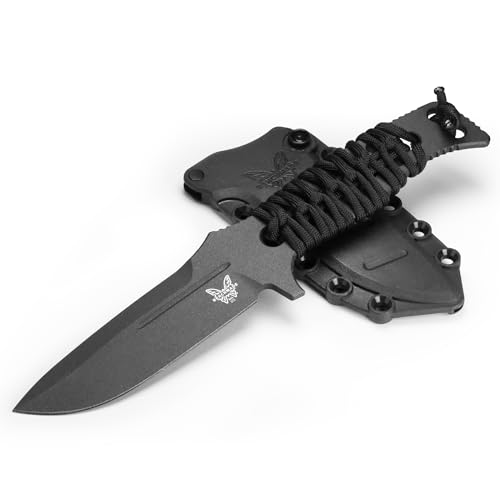 Benchmade - 375BK-1 festes Adamas-Messer, Drop-Point-Klinge, einfarbige Kante, kobaltschwarzes Skelett mit Paracord-Griff von Benchmade