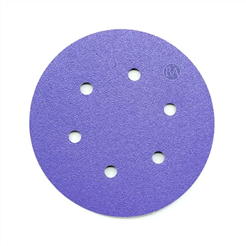 Benchmark Abrasives 15,2 cm große Keramikscheiben mit 6-Loch-Folienrückseite, Klettscheiben, 50 Stück (Körnung 60) von Benchmark Abrasives