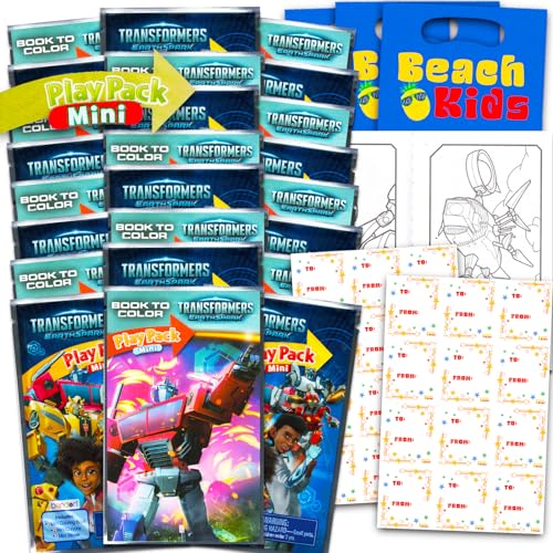 Transformers Klassenzimmer-Partygeschenke – Set mit 24 Transformers-Aktivitätspackungen für Grundschule, Kindergarten, Pre-K, Malseiten, Aufkleber und mehr von Bendon