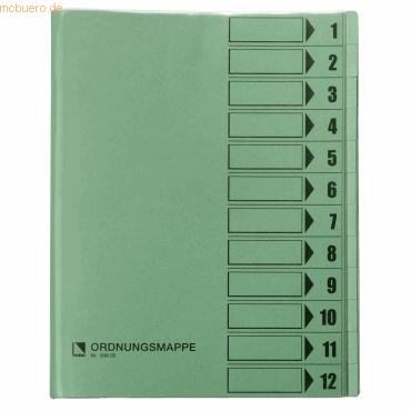 Bene Ordnungsmappe 83800GN DIN A4 12 Fächer grün von Bene