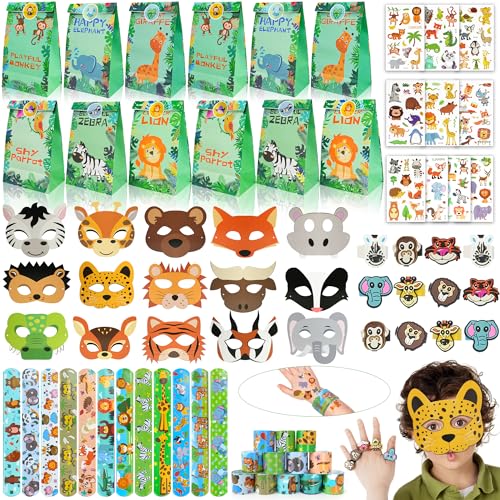 79Stk. Dschungel Safari Party Mitgebsel Kindergeburtstag Gastgeschenke Tiere Geschenktüten, Schnapparmband, Masken, Silikonringe, Temporäre Tattoos Give Aways Kindergeburtstag für Mädchen Jungen 79Stk. Dschungel Safari Party Mitgebsel Kindergeburtstag Gastgeschenke Tiere Geschenktüten, Schnapparmband, Masken, Silikonringe, Temporäre Tattoos Give Aways Kindergeburtstag für Mädchen Jungen von Beneony