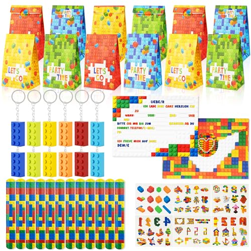 102Pcs Bausteine Kindergeburtstag Mitgebsel Bausteine Geschenktüten Kindergeburtstag, Einladungskarten, Schnapparmband, Schlüsselanhänger, Tattoo Aufkleber Building Block Party Gastgeschenk Kinder 102Pcs Bausteine Kindergeburtstag Mitgebsel Bausteine Geschenktüten Kindergeburtstag, Einladungskarten, Schnapparmband, Schlüsselanhänger, Tattoo Aufkleber Building Block Party Gastgeschenk Kinder von Beneony