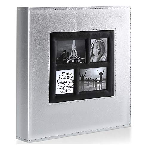 Benjia Fotoalbum, 500 Taschen, extra groß, Ledereinband, Einsteckalbum, Hochzeitsfotoalben, für 500 Fotos im Format 10 x 15 cm, Silber Benjia Fotoalbum, 500 Taschen, extra groß, Ledereinband, Einsteckalbum, Hochzeitsfotoalben, für 500 Fotos im Format 10 x 15 cm, Silber von Benjia