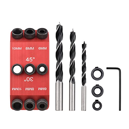 Benkeg 3 Stück Bohrer 6 mm 8 mm 10 mm Bohrer + 30 45 90 Grad Führungslehre Bohrlehre Taschenlochlehre Holzführungen Multi-Winkel-Positionierer für die Holzbearbeitung Benkeg 3 Stück Bohrer 6 mm 8 mm 10 mm Bohrer + 30 45 90 Grad Führungslehre Bohrlehre Taschenlochlehre Holzführungen Multi-Winkel-Positionierer für die Holzbearbeitung von Benkeg