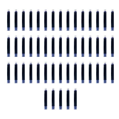 Benkeg 50-teilige Füllfederhalter-Tintenpatronen Dunkelblaue Tintennachfüllpatrone mit 3,4 mm Bohrungsdurchmesser für Schreibwaren für Büroschüler von Benkeg