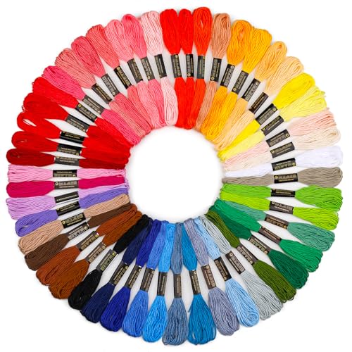 SUVSOON Stickgarn, 50 Bündel Regenbogen-Stickset, embroidery thread, Stickgarn Set Wird für Freundschaftsarmbänder, Knüpfgarn, Kreuzstichfaden, Armbandfaden, Basteltwist von Benlay