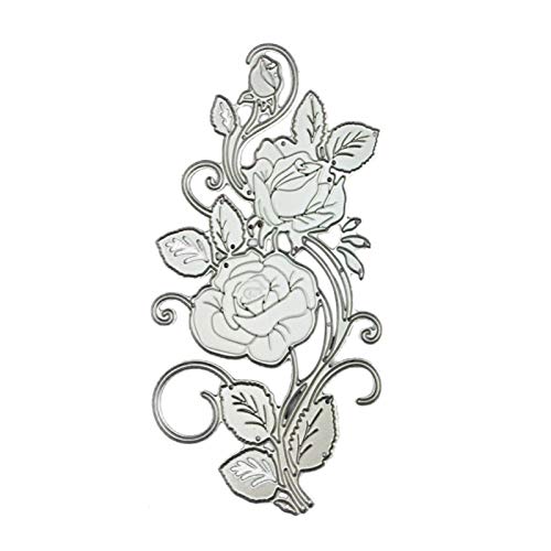 Stanzschablonen für Scrapbooking und Bastelarbeiten, Blumen-Rose, Metall, Stanzformen für Scrapbooking, Prägung, Papierkarten, Album, Schablone – Silber von Benoon