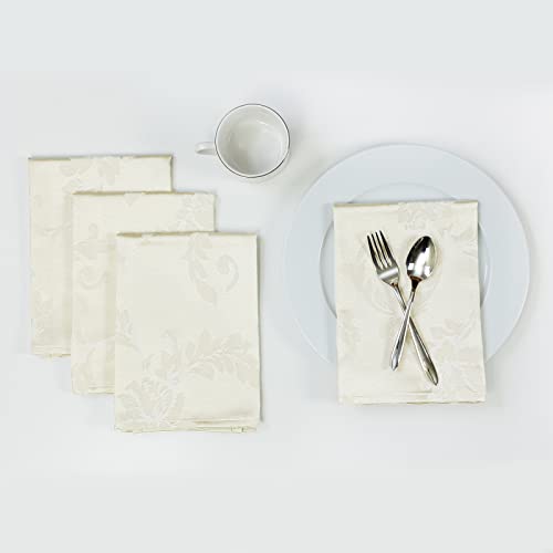 Benson Mills Harmony Scroll Gewebter Damaststoff-Set mit 4 Servietten, Alltag, Partys, besondere Anlässe, Hochzeiten und Urlaub, Stoffservietten (45,7 x 45,7 cm, Servietten, Birke) von Benson Mills