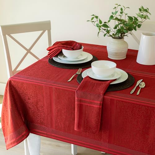 Benson Mills Ravenna garngefärbte Jacquard-Tischdecke, Alltag, Partys, Hochzeiten und Feiertage, Tischdecke, 152,4 x 304,8 cm, rechteckig, Rot von Benson Mills